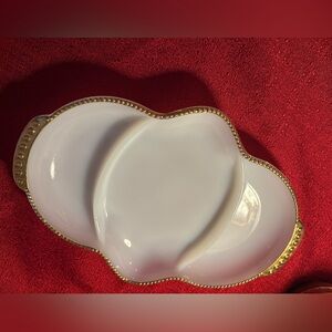 Vintage Anchor Hocking Fire King Milk Glass Divided Relish Tray